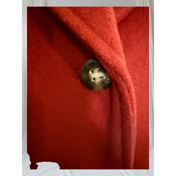Calvin Klein Red Wool Cashmere Blend Coat Women’s Classic Button Front Jacket - Picture 2 of 12